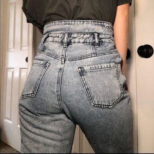 Unique acid wash mom jeans